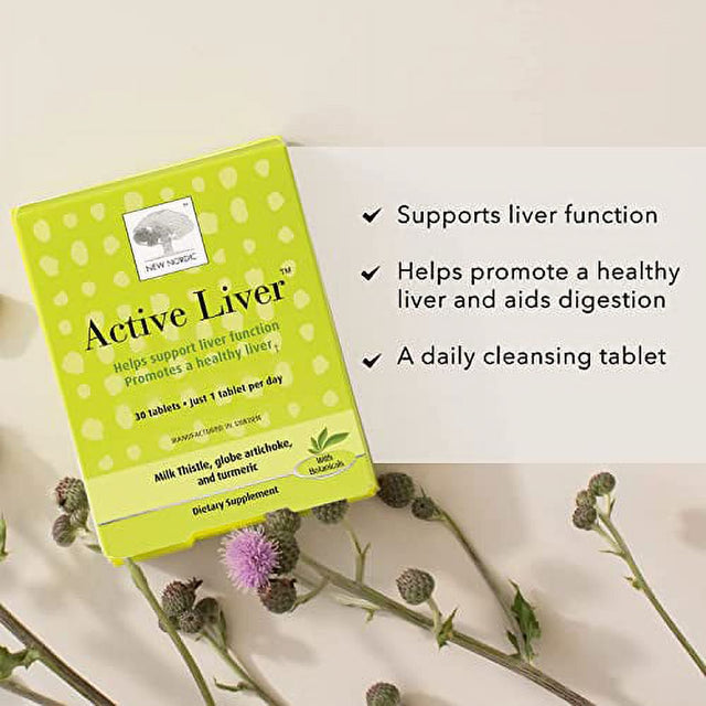 NEW NORDIC Active Liver | Daily Liver Supplement | Milk Thistle, Artichoke & Turmeric | for Men and Women | 30 Count (Pack of 1)