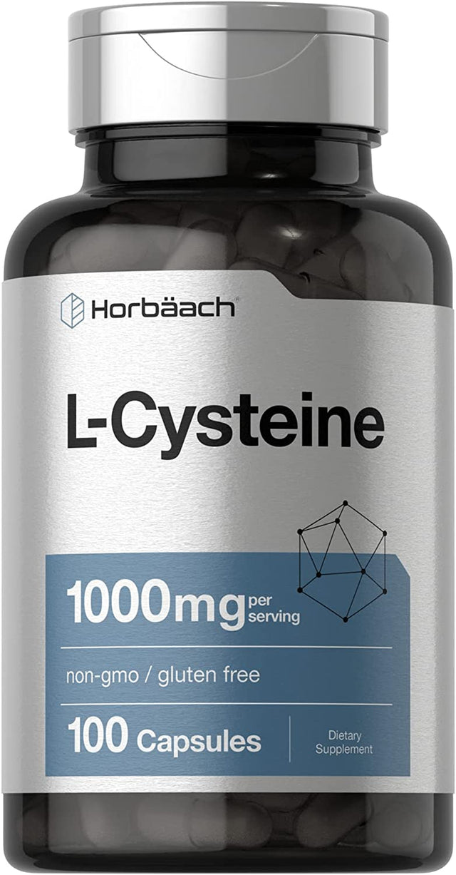 L-Cysteine 1000Mg | 100 Powder Capsules | Non-Gmo, Gluten Free Supplement | by Horbaach