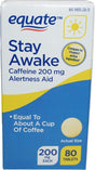 Equate - Stay Awake - Alertness Aid with Caffeine | Maximum Strength | Reduces Fatigue - 80 Tablets 200 Mg (Pack of 2) (3)