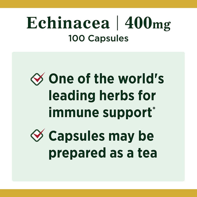 Echinacea by Nature'S Bounty, Herbal Supplement, Supports Immune Health, 400Mg, 100 Capsules