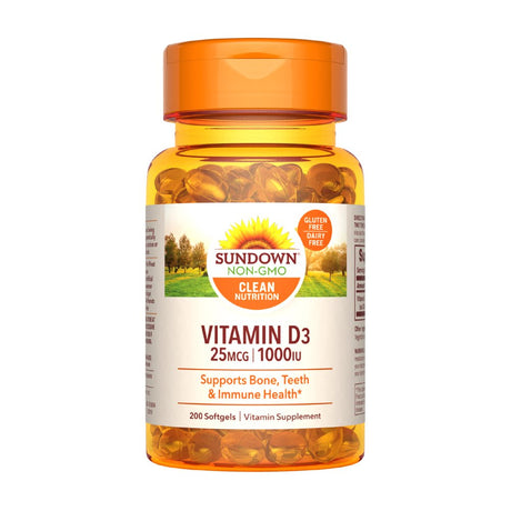 Sundown Vitamin D3 1000 IU, Supports Bone, Teeth, and Immune Health, 200 Softgels