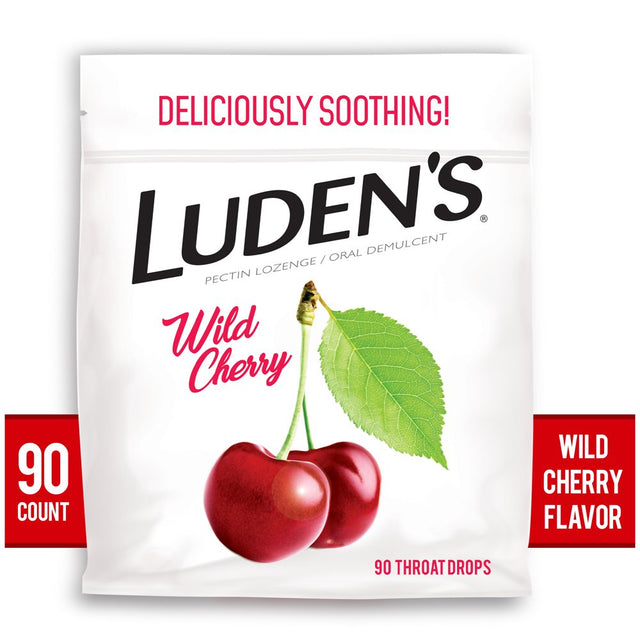 Luden'S Sore Throat Drops, for Minor Sore Throat Relief, Wild Cherry, 90 Count