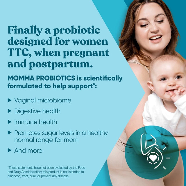 Momma Prenatal Probiotics Mom & Baby – Gut and Digestive Postpartum, Nursing, Morning Sickness Pregnancy Relief – 18 Clinically Proven Strains, 14 Billion CFU, Prebiotic – 30 Mini Vegan Capsules