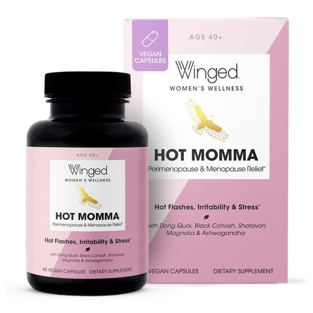 Winged Wellness Hot Momma Menopause Support Vegan Capsules, Women'S Supplement, 30 Servings, 60Ct