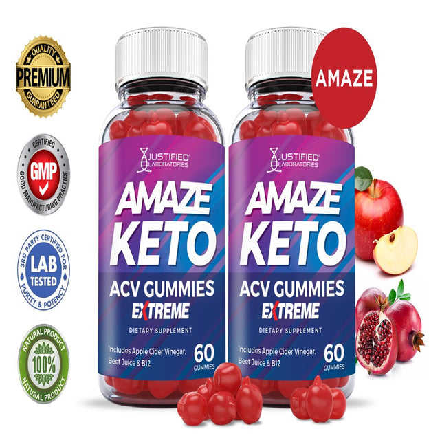 (2 Pack) Amaze Keto Extreme ACV Gummies 2000Mg Dietary Supplement 120 Gummys