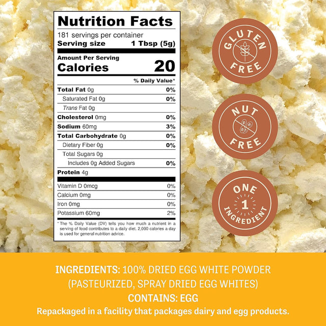 Judee’S Dried Egg White Protein Powder 2 Lb - Pasteurized, USDA Certified, 100% Non-Gmo - Gluten-Free and Nut-Free - Just One Ingredient - Made in USA - Use in Baking - Make Whipped Egg Whites