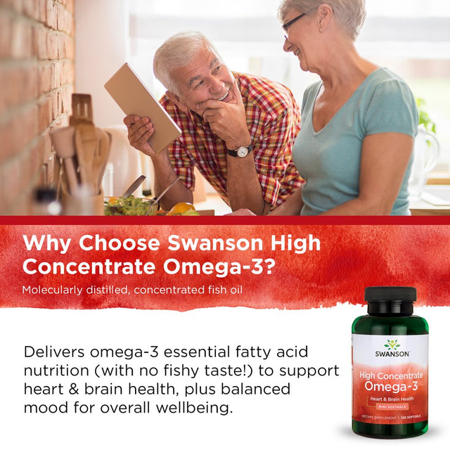 Swanson High Concentrate Omega-3 - Mini Softgels 570 Mg 120 Sgels 4 Pack