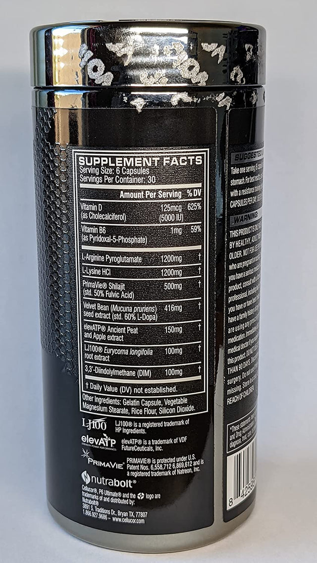 Cellucor P6 Ultimate GH Test Booster for Men, Growth Hormone Support Pills for Protein Synthesis & Fat Metabolism, 180 Capsules