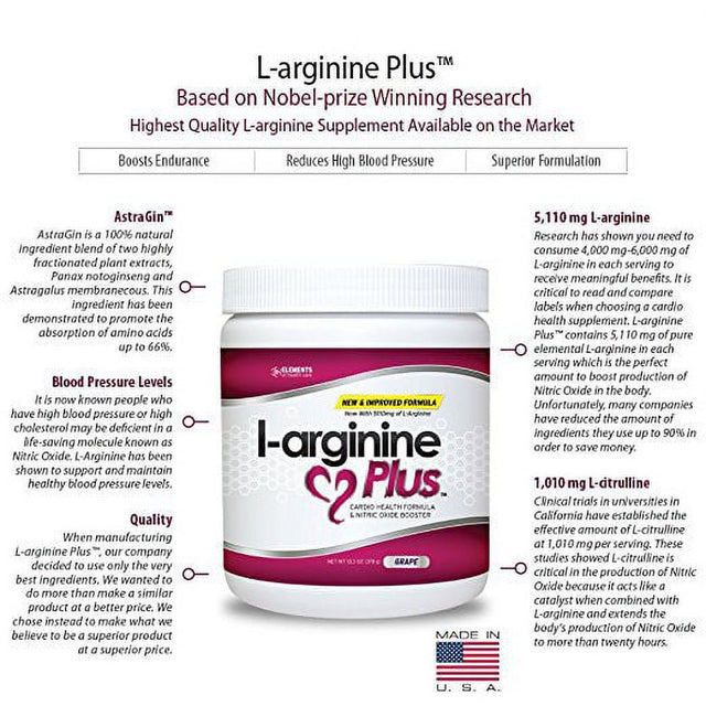 L-Arginine Plus® #1 L-Arginine Supplement - 5110Mg L-Arginine & 1010Mg L-Citrulline Vitamins & Minerals to Support Blood Pressure, Cholesterol and More 13.4 Ounce