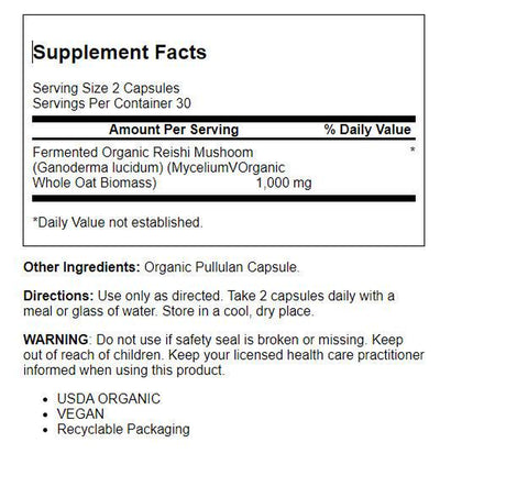 Solaray Fermented Reishi Mushroom 500Mg | Healthy Immune, Heart & Brain Function Support | Energy & Mood Supplement | 60 Vegcaps