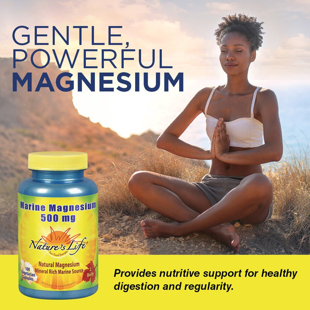 Nature'S Life Marine Magnesium 500Mg | Healthy Digestion & Regularity Formula with Magnesium Hydroxide from Northern Sea Waters | 100 Vegetarian Caps