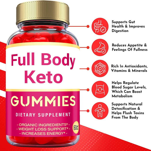 (1 Pack) Full Body Keto ACV Gummies - Supplement for Weight Loss - Energy & Focus Boosting Dietary Supplements for Weight Management & Metabolism - Fat Burn - 60 Gummies