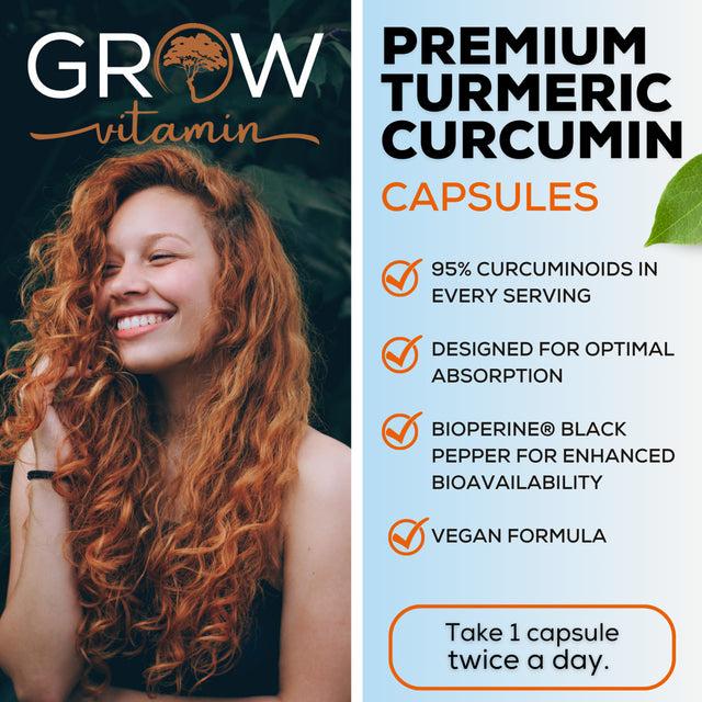 CURCUMIN+ - Turmeric Curcumin with Bioperine 95% Curcuminoids - Turmeric Curcumin Supplement for Brain, Heart & Joint Support - anti Inflammatory Supplement - Turmeric and Black Pepper - 60 Capsules