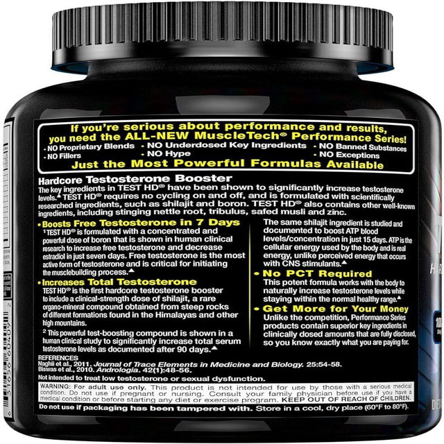 Muscletech Performance Series TEST HD Hardcore Testosterone Booster - 90 Capsules