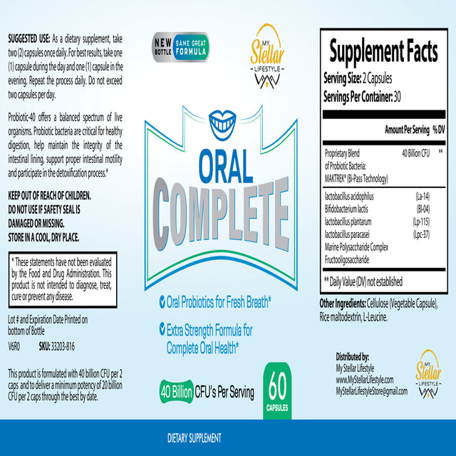 Oral Complete, Oral Probiotics for Fresh Breath-60 Capsules