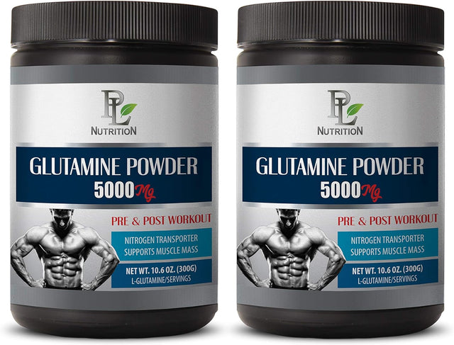 Post Workout Vitamins - L-GLUTAMINE Powder 5000 MG - PRE & Post Workout - L-Glutamine for Digestion - 2 Cans 600 Grams