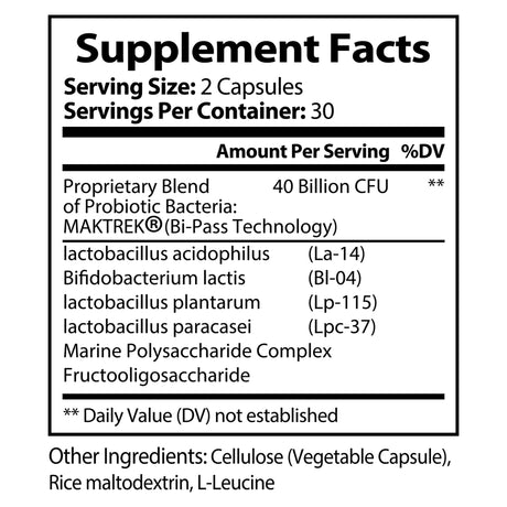 Acoola Probiotic 40 Billion Men & Womens Probiotic with Prebiotic - Lactobacillus Acidophilus Probiotic - Potent until Expiration - Patented Delay Release, Shelf Stable, Gluten & Dairy Free - 60 Count