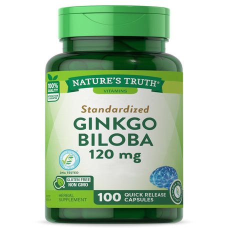 Ginkgo Biloba 120Mg | 100 Capsules | plus Bacopa Monnieri | Standardized Extract | Non-Gmo, Gluten Free | by Nature'S Truth