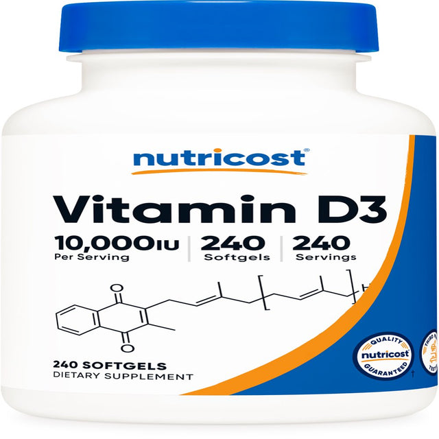 Nutricost Vitamin D3 10,000 IU Supplement, 240 Soft Gel Caps