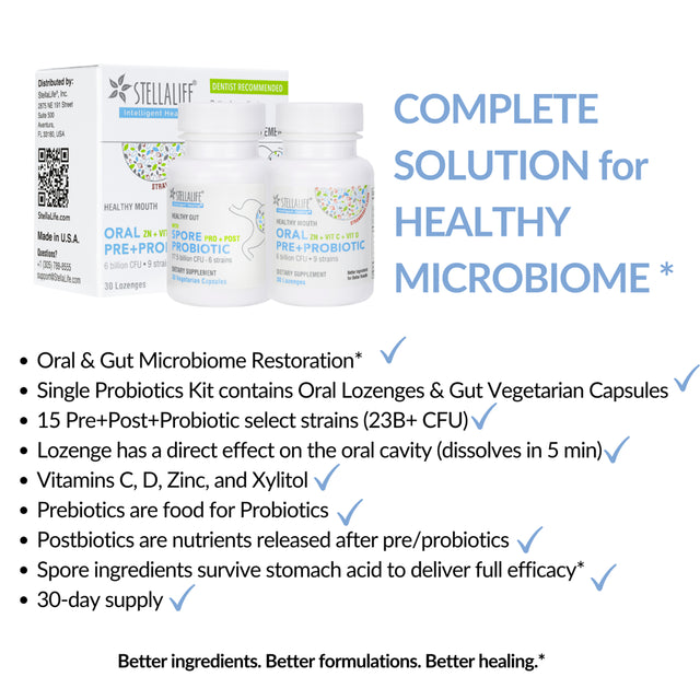 Stellalife Probiotics Kit (Pre/Post) for Digestion and Dental Health