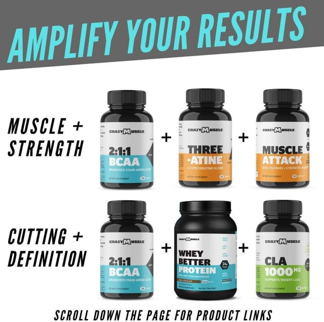 Crazy Muscle the Basics: Test 1 Boost Is a Must-Have with BCAA (2 Month Supply)