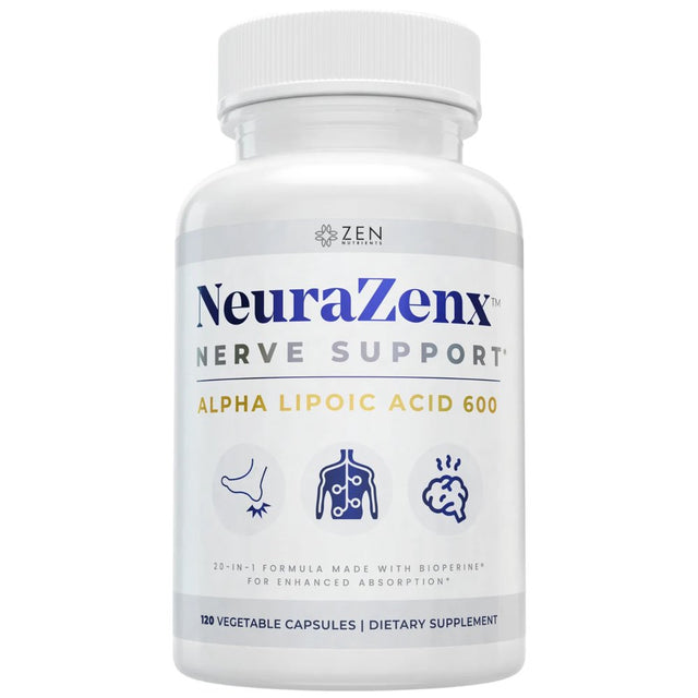 Neurazenx® Nerve Support with Alpha-Lipoic Acid (1200Mg), Benfotiamine, Organic Turmeric, B Complex Vitamins