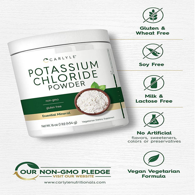 Potassium Chloride Powder | 16 Oz | Food Grade | Vegan Formula | by Carlyle