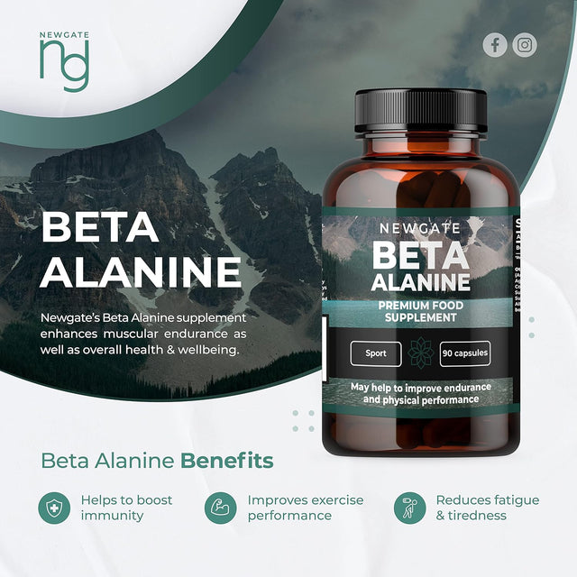 Beta Alanine 500Mg for Men and Women - 90 Capsules - Preworkout Nutritional Supplement - Energy & Muscle – Halal - Made in the UK