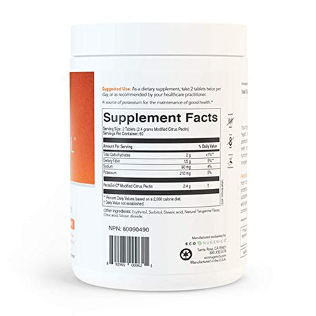 Econugenics Pectasol Modified Citrus Pectin for Total-Body Health & Optimal Aging - Daily Super-Nutrient for High Performing Cells - 120 Chewable Tablets