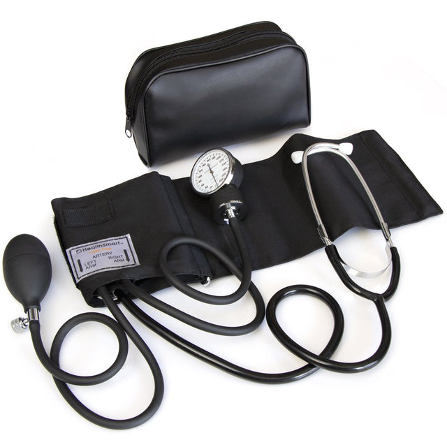 Healthsmart Manual Home Blood Pressure Monitor with Standard Cuff and Stethoscope, Black