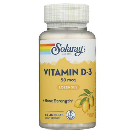 Solaray - Vitamin D3 with Xylitol Fresh Lemon Flavor 2000 IU - 60 Lozenges