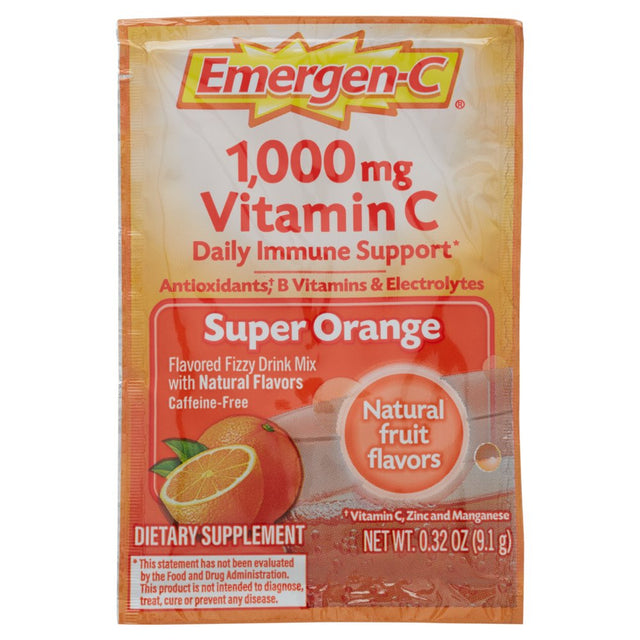 Emergen-C 1000Mg Vitamin C Powder for Immune Support Super Orange - 30 Ct