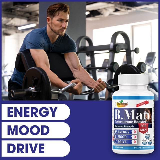 B.Man Energy Booster for Men, Muscle Builder Energy Booster Supplements 60 Tablets by Therefore