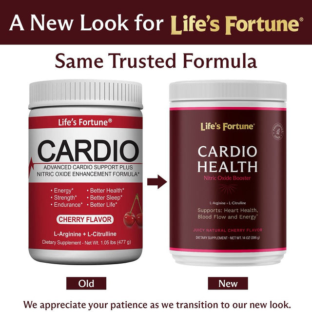 Life'S Fortune Cardio Health-Blood Pressure Supplements, Natural Fruit Punch Flavor, Nitric Oxide Booster, L-Arginine, L-Citrulline, Complete Cardiovascular Support, Vegan, Non-Gmo