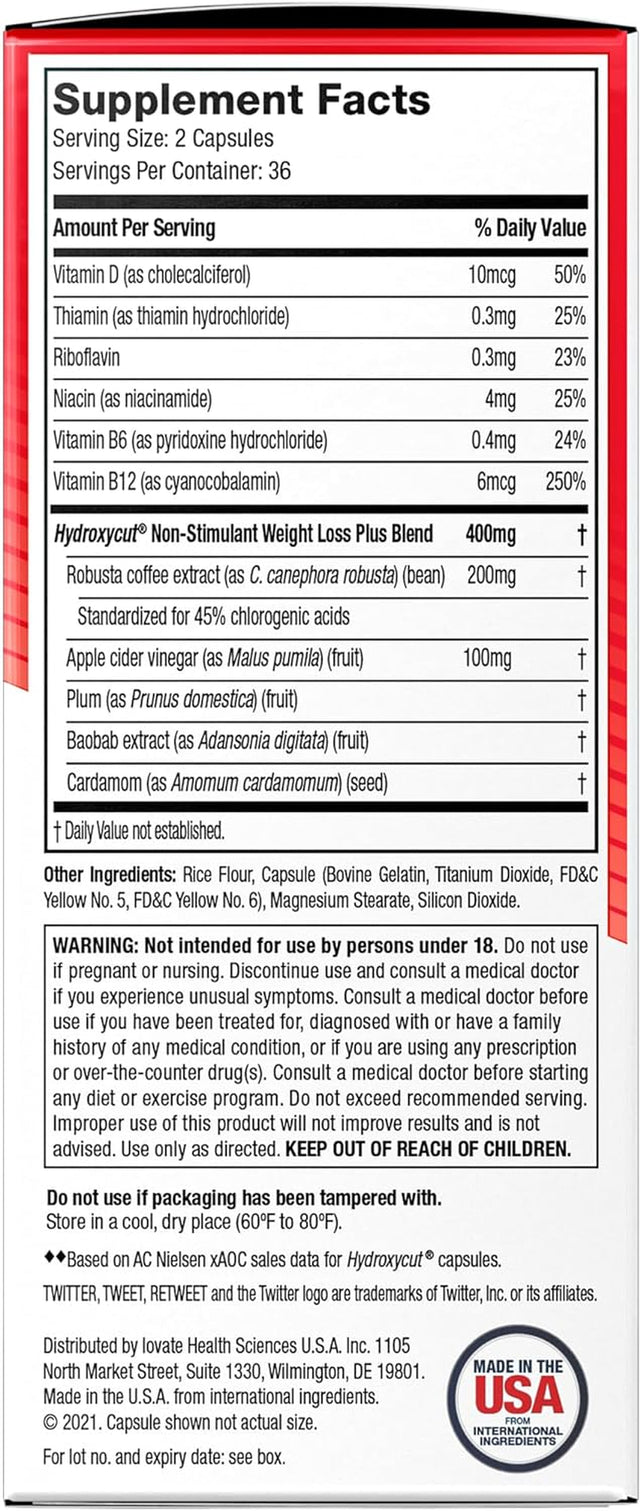 Weight Loss Pills for Women & Men Hydroxycut Non Stimulant Pro Clinical Non Stim Weight Loss Supplement Pills Apple Cider Vinegar to Lose Weight Metabolism Booster for Weight Loss, 72 Capsules