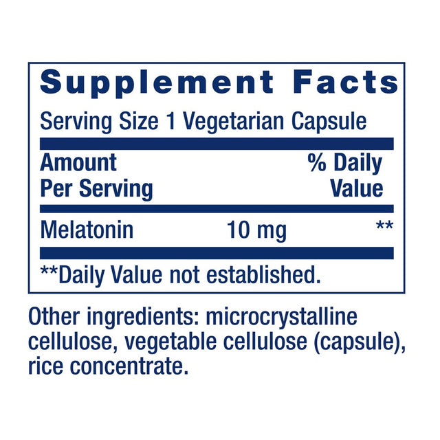 Life Extension Melatonin, 10 Mg, Healthy Dose, Our Highest Available Dosage, for Sleep Support, Healthy Immune Response, Oxidative Stress Defense, Vegetarian, 60 Capsules