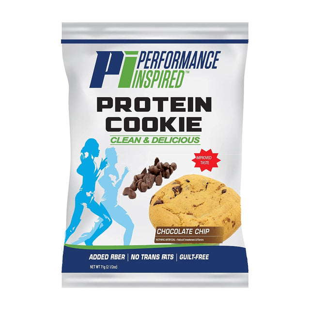 Performance Inspired Nutrition Protein Cookie - Contains: BIG 14G Isolate Proteins - 6G of Fiber - All Natural - Gluten Free - No Artificial Ingredients - Great Tasting Chocolate Chip Flavor - 12 Count