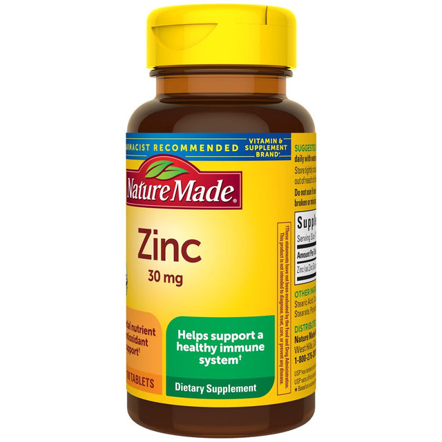 Nature Made Zinc 30 Mg Tablets, Dietary Supplement for Immune Support, 100 Count