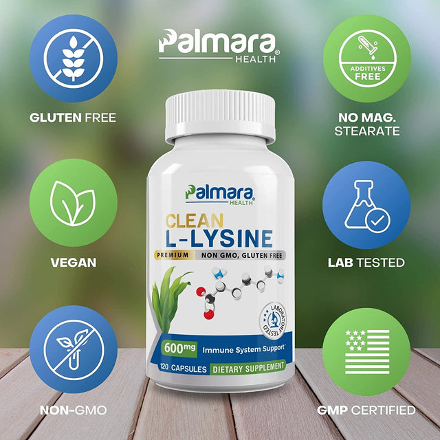 Clean L-Lysine 600Mg, 120 Capsules | Vegan, Non-Gmo, & Gluten Free