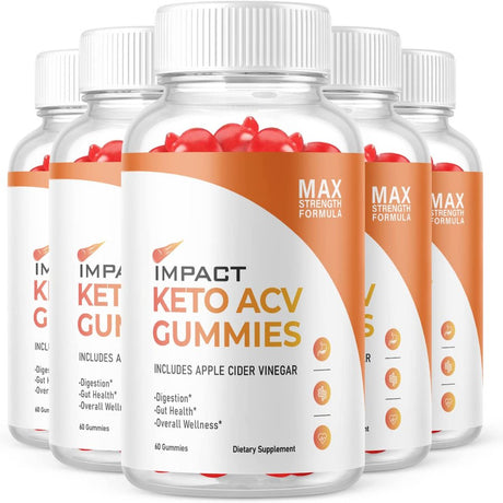 (5 Pack) Impact Keto ACV Gummies - Supplement for Weight Loss - Energy & Focus Boosting Dietary Supplements for Weight Management & Metabolism - Fat Burn - 300 Gummies