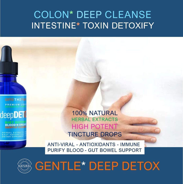 Deepdetox 2Oz. Plant-Based Colon Intestinal Gut Liver Cleanse Detox Support. Purify Blood Skin 100% Natural Herbal Fibers Diet Supplement. Pure Vegan Fast Absorb Tincture Liquid