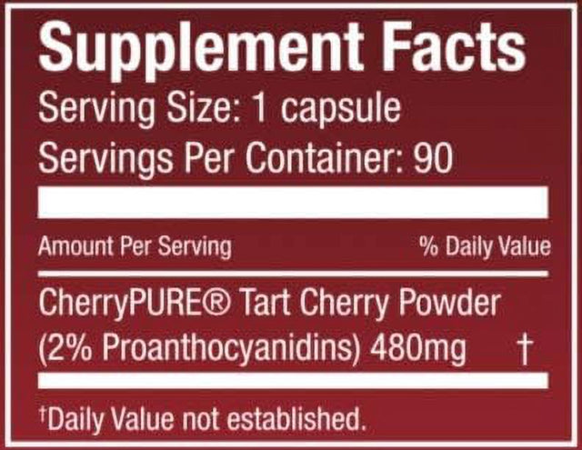 Montmorency Tart Cherry Dietary Supplement 480Mg | 90 Count | Non-Gmo & Gluten Free | Helps Support Joint Health