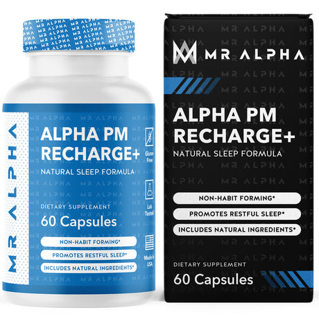 Alpha PM Natural Sleep Aid - Restful Sleep Magnesium Supplement for Men 60 Ct