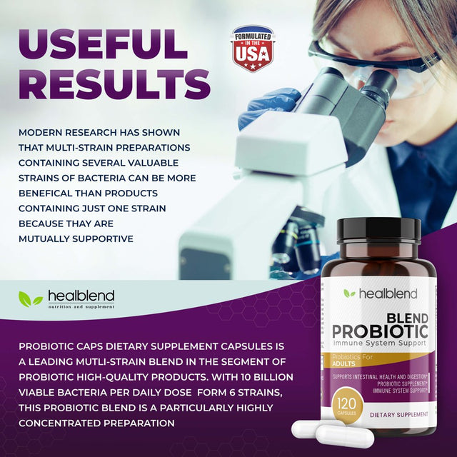 Healblend Probiotic Caps Dietary Supplement Capsules, Probiotic for Women and for Men Digestive Health - 3-Pack