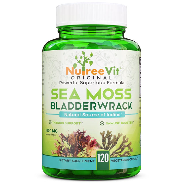 Nutreevit 100% Organic - Sea Moss + Bladderwrack Powerful Superfood Formula (240 Count)