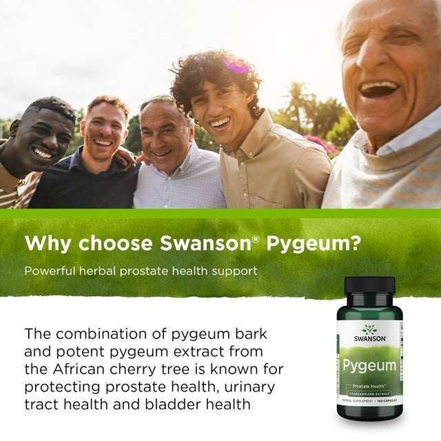 Swanson Pygeum - Herbal Supplement Promoting Male Prostate Health, Bladder, and Urinary Tract Health Support - Mens Health Supplement - (100 Capsules, 125Mg per Serving)