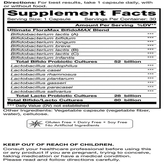 Advanced Naturals - Ult Floramax Crit Colon 80 Billion 30 Vegcaps Exp.2.19+ ASD