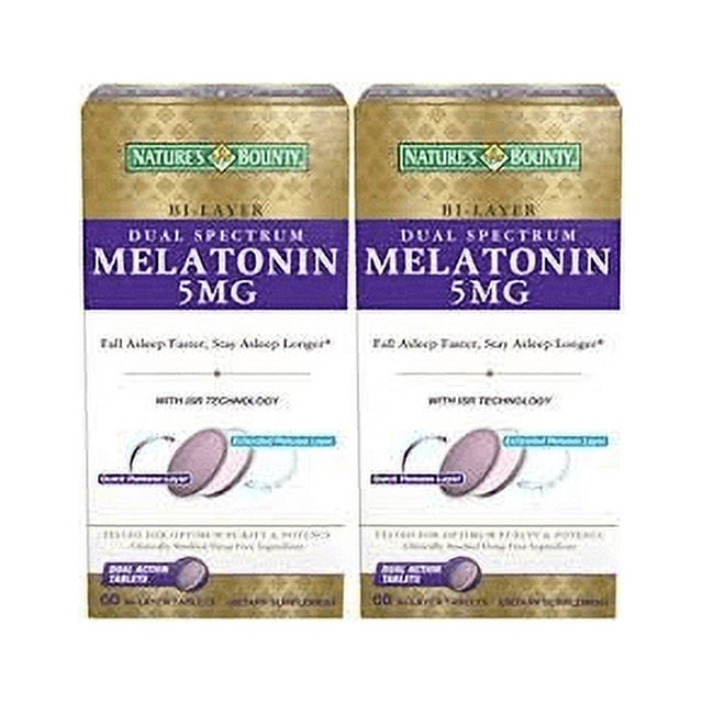 Nature'S Bounty Dual Spectrum Melatonin Sleep Faster & Longer 60 Ct, 2-Pack