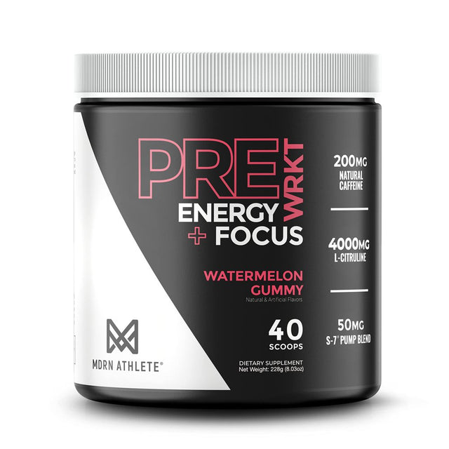 MDRN ATHLETE Prewrkt | All Natural Preworkout Powder | Intense Energy and Focus | Strength | Endurance | Incredible Pumps & Nitric Oxide | Watermelon Gummy (40 Scoops)