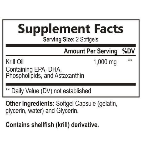 Antarctic Krill Oil 1000Mg, Omega-3S EPA, DHA, with Astaxanthin Supplement Sourced from Red Krill - Maximum Strength Omega 3 Brain Health Support with Phospholipids - 30 Servings, 60 Softgels